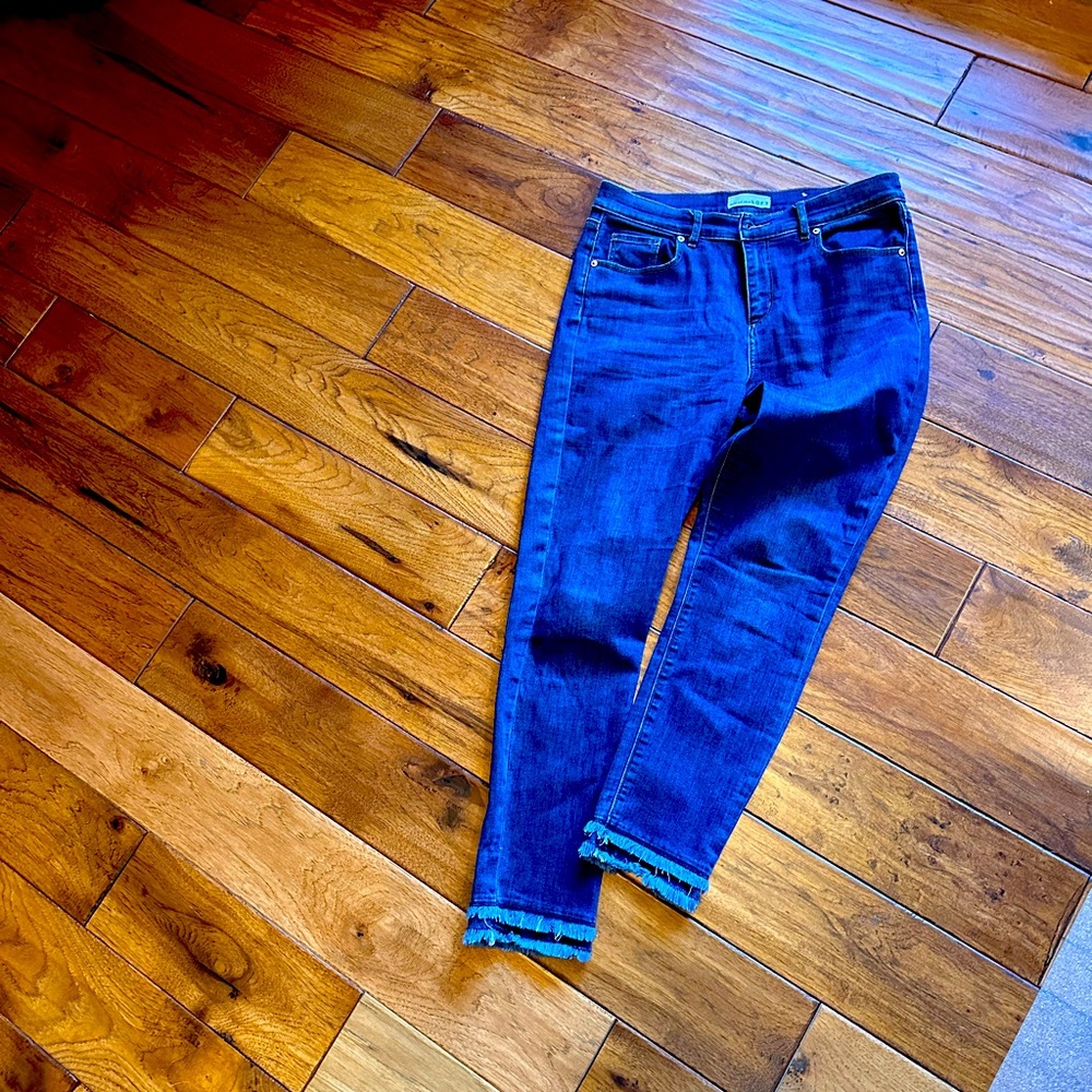 The loft fringe straight leg jeans